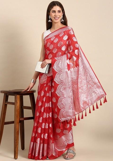 Ethinic Motif Organza Festive Saree With Zari blouse