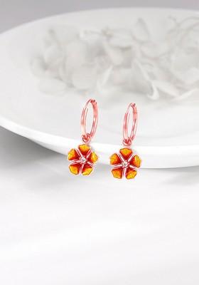 Indya X Giva 925 Silver Rose Gold Plated Contemporary Zircon Drop Earrings