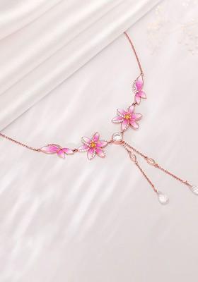 Indya X Giva 925 Sterling Silver Rose Gold Plated Trillium Necklace