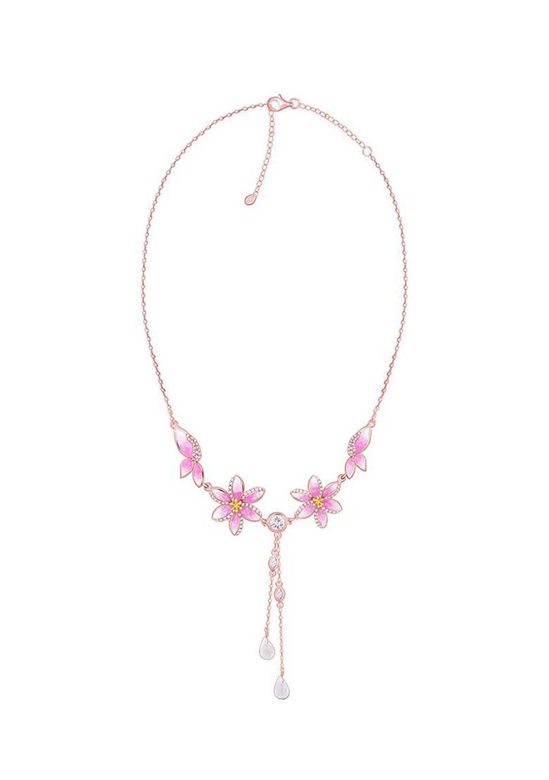 Indya X Giva 925 Sterling Silver Rose Gold Plated Trillium Necklace