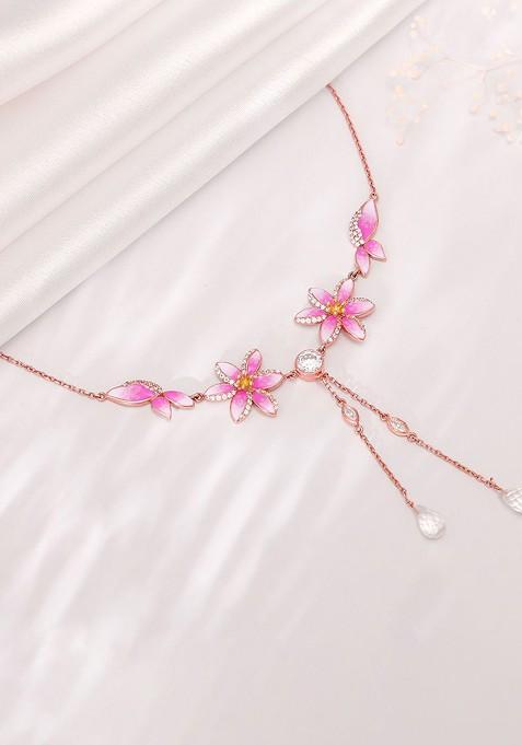 Indya X Giva 925 Sterling Silver Rose Gold Plated Trillium Necklace