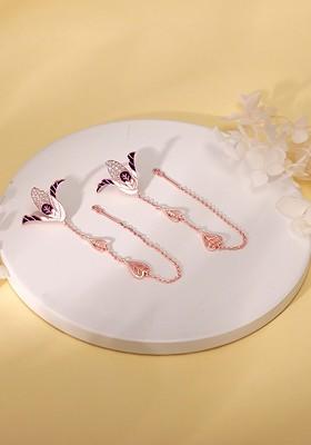 Indya X Giva 925 Silver Rose Gold Plated Contemporary Drop Earrings