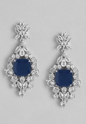 Classic Silver-Plated American Diamond Chandelier Drop Earrings