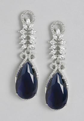 Classic Silver-Plated American Diamond Chandelier Classic Drop Earrings