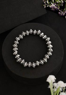 Silver Plated Beaded Elasticated Bracelet