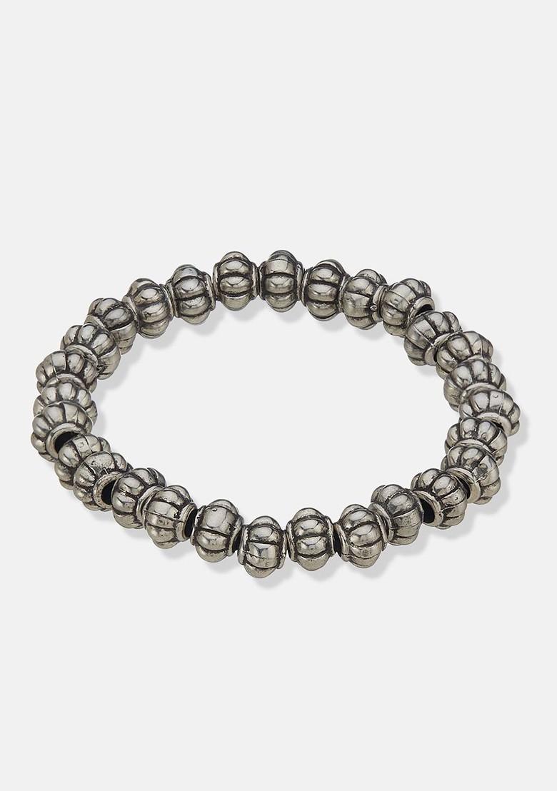 Silver Plated Beaded Elasticated Bracelet