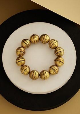 Gold Plated Beaded Elasticated Bracelet