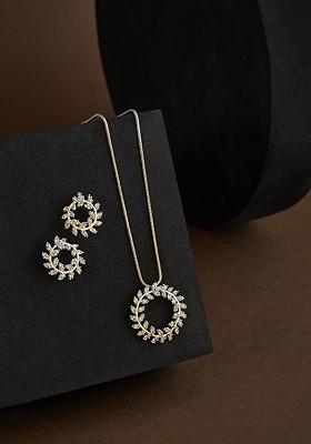 Gold Plated Cubic Zirconia Studded Jewellery Set