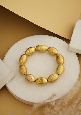 Gold Plated Textured Oval Shaped Bracelet