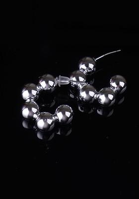 Silver Plated Artificial Beads Studded Classic Half Hoop Earrings