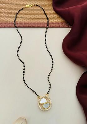 Gold-Plated Artificial Stones and Beads Mangalsutra