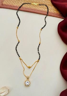 Gold-Plated Artificial Stones and Beads Mangalsutra