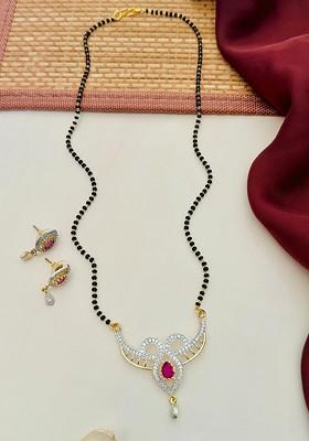 Gold-Plated Artificial Stones and Beads Mangalsutra