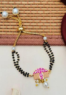 Gold-Plated Artificial Stones and Beads Mangalsutra