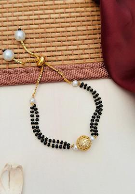 Gold-Plated Artificial Stones and Beads Mangalsutra