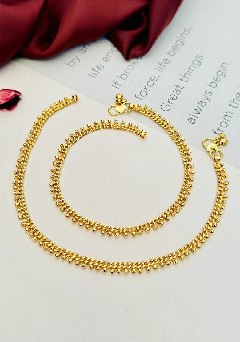 Buy Women Set Of Gold-Plated Anklets 31043472 Jewellery Indya