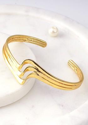 Stainless Steel Gold Plated Layered Cuff Bracelet