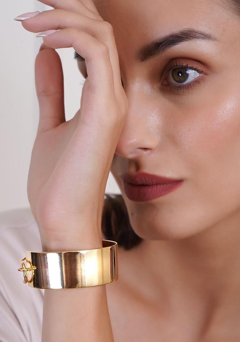Stainless Steel Gold Plated Wide Cuff Bracelet
