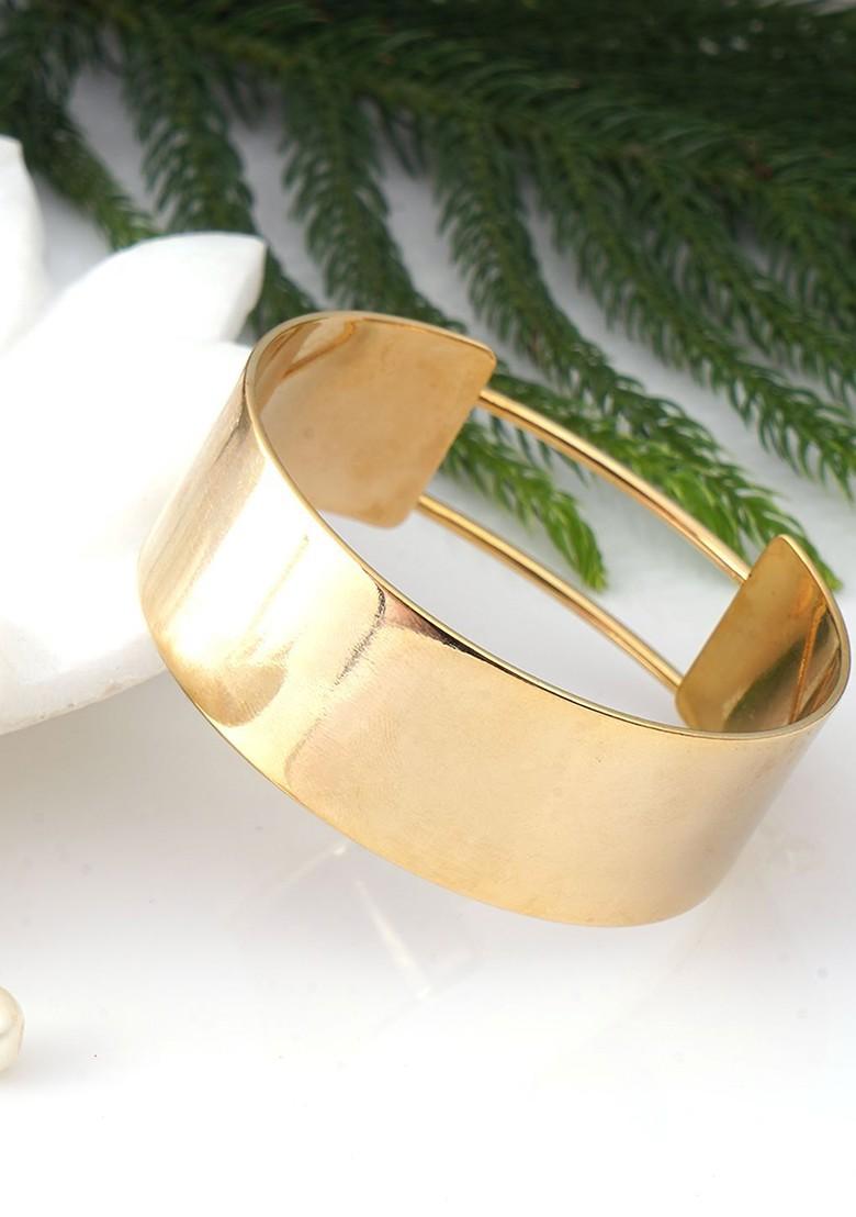 Stainless Steel Gold Plated Wide Cuff Bracelet