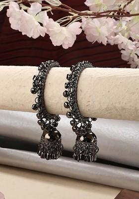 Set Of 2 Silver Plated Latkan Style Bangles