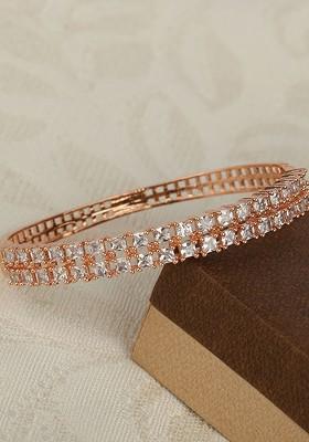 Rose Gold Plated American Diamond Bangle Style Bracelet