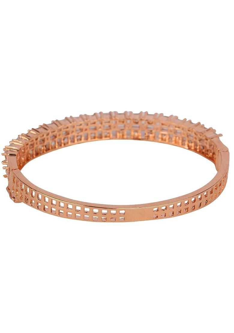 Rose Gold Plated American Diamond Bangle Style Bracelet