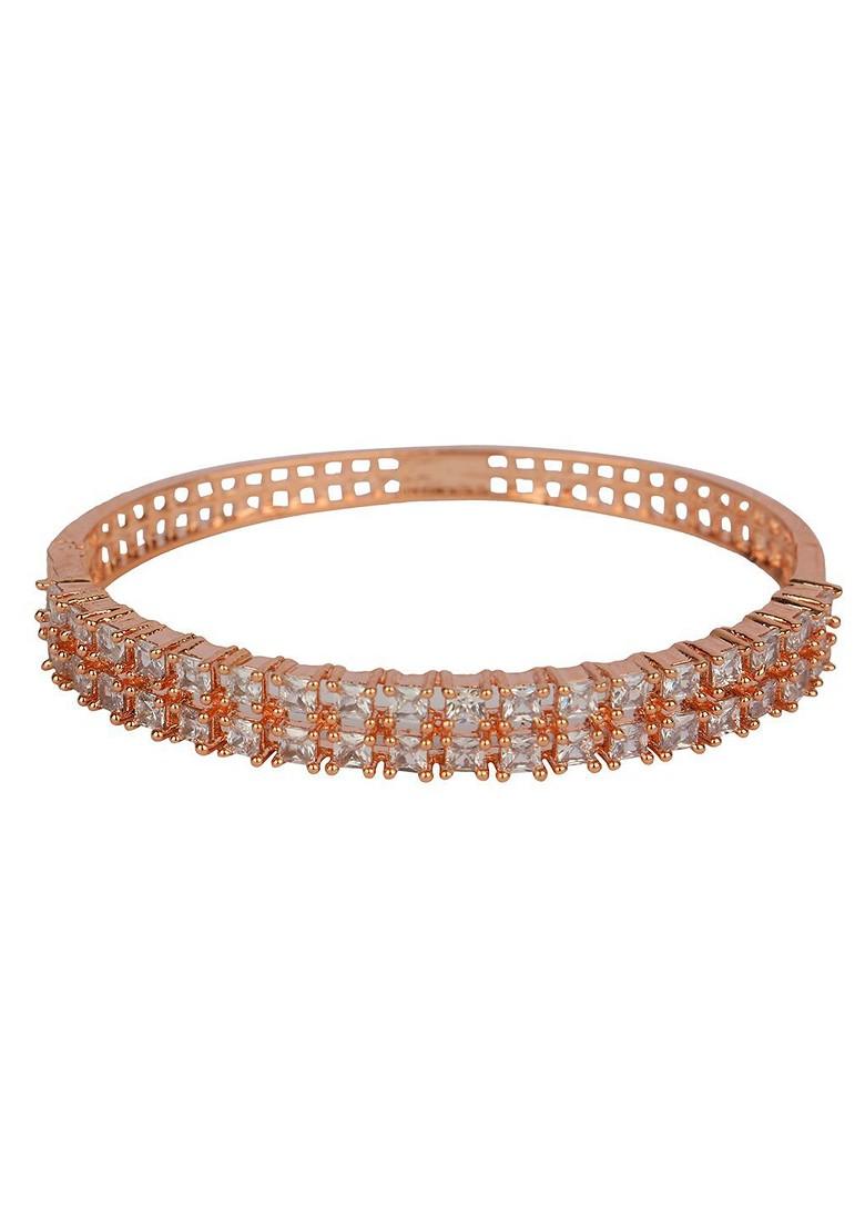 Rose Gold Plated American Diamond Bangle Style Bracelet