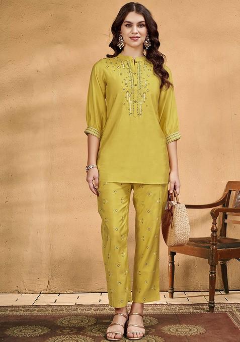 Embroidered Tunic And Trouser Co-Ords