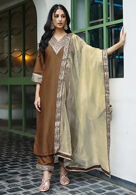 Women Ethnic Motifs Embroidered Regular Sequinned Kurta With Trousers And With Dupatta