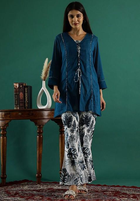 Pure Cotton Three Quarter Sleeve Tunic And Trouser Co Ords