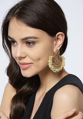 Gold Plated Handcrafted Crescent Shaped Chandbalis