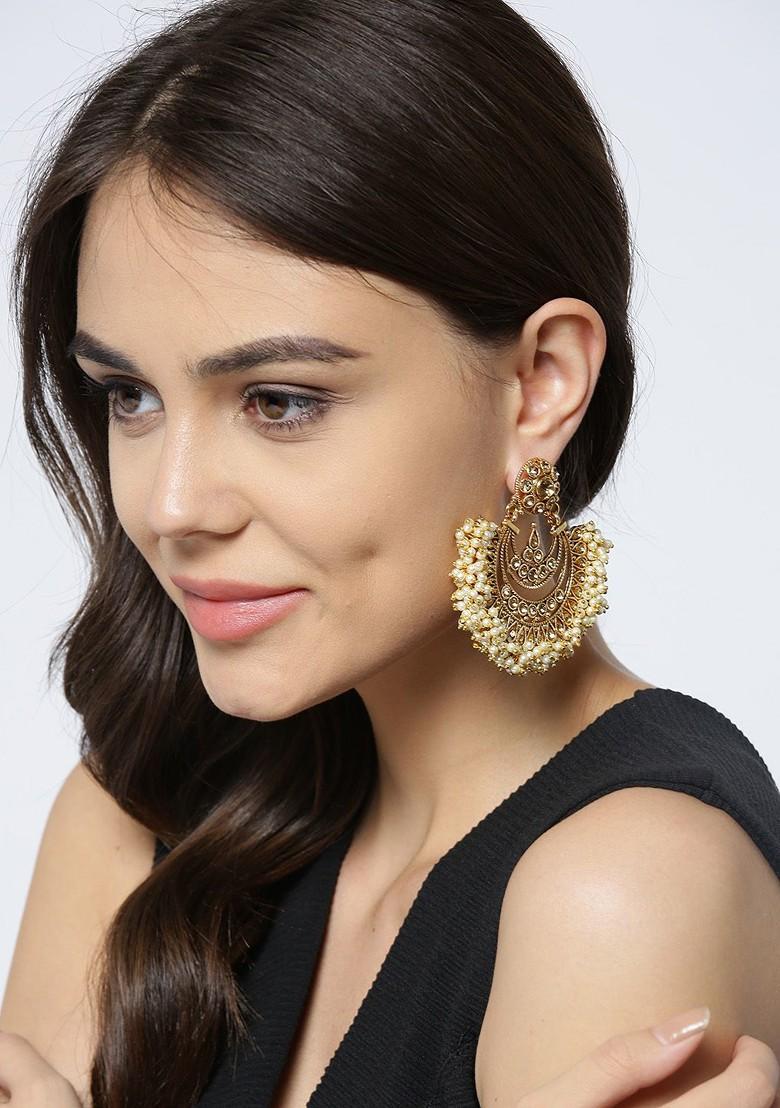 Gold Plated Handcrafted Crescent Shaped Chandbalis