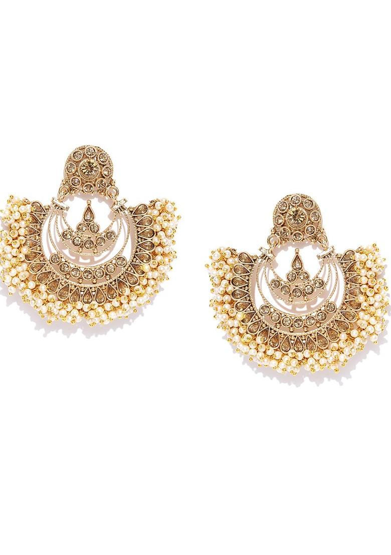 Gold Plated Handcrafted Crescent Shaped Chandbalis