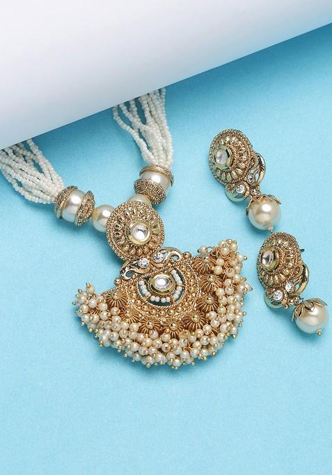Gold Plated Kundan Handcrafted Jewellery Set
