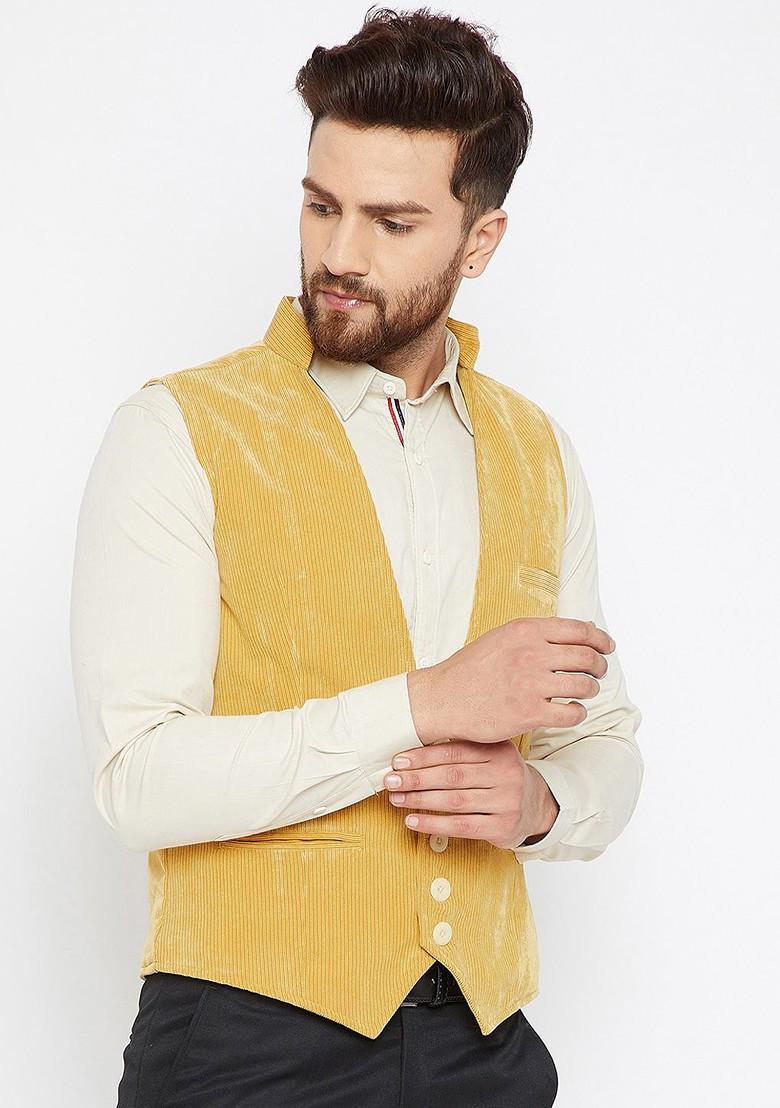 Buy Men Yellow Waistcoat 7466014 Nehru Jackets Sets Indya
