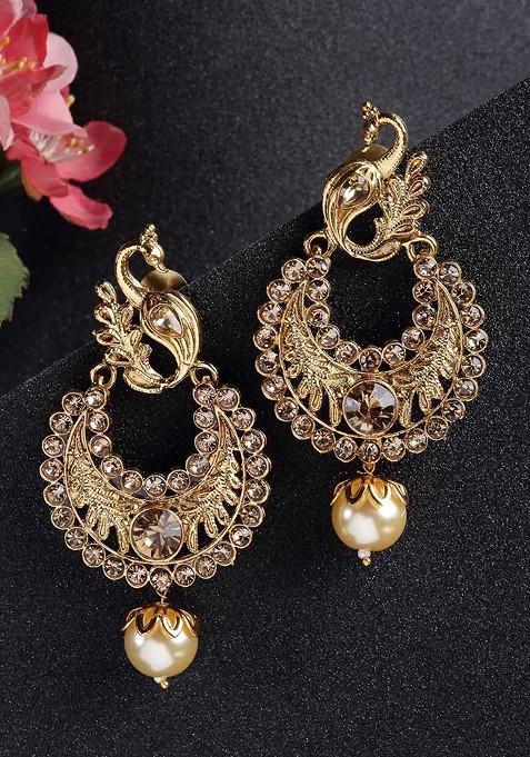 Gold Toned Crescent Shaped Chandbalis