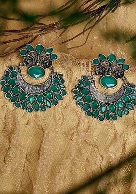 Silver Toned Floral Chandbalis