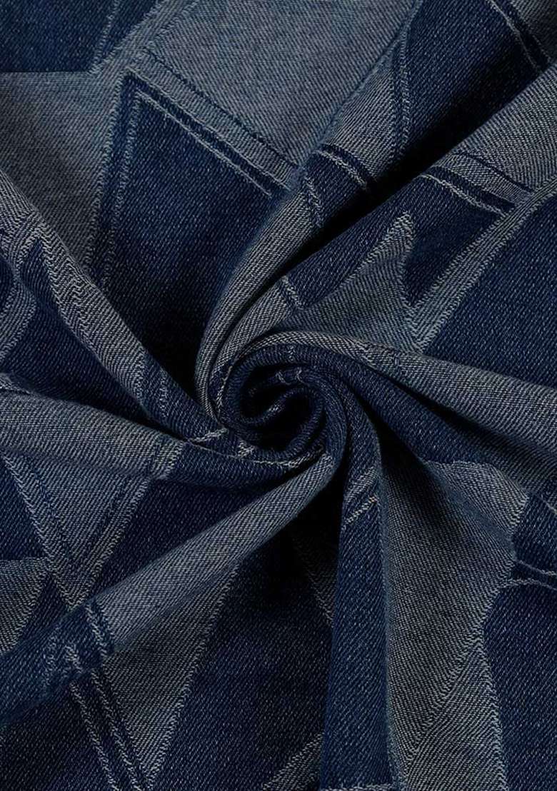 Blue Jacquard Denim Skirt - Indya