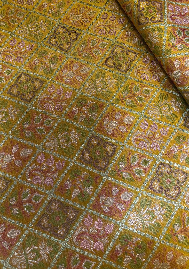 Yellow Jacquard  Shorts - Indya