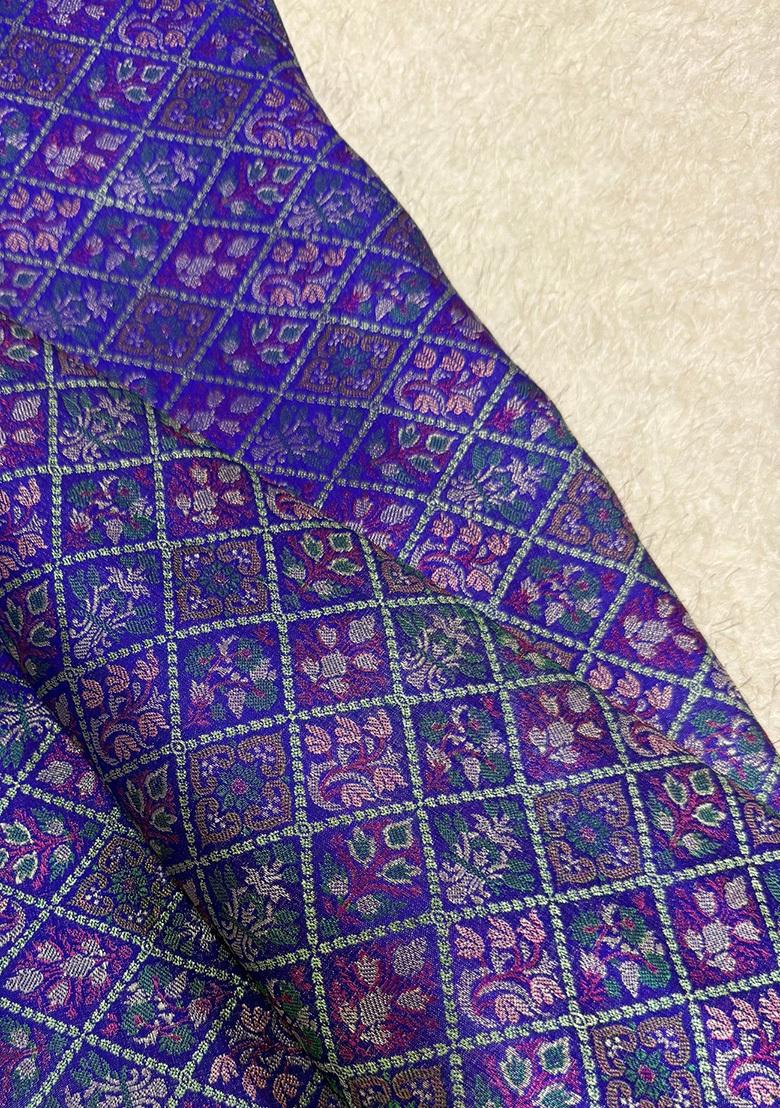 Blue Jacquard  Shorts - Indya