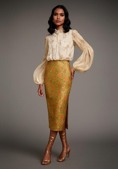 Green Brocade Skirt