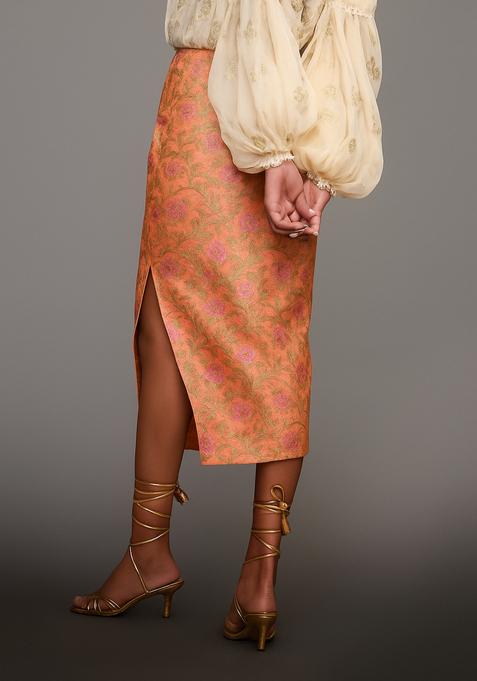 Peach Brocade Skirt