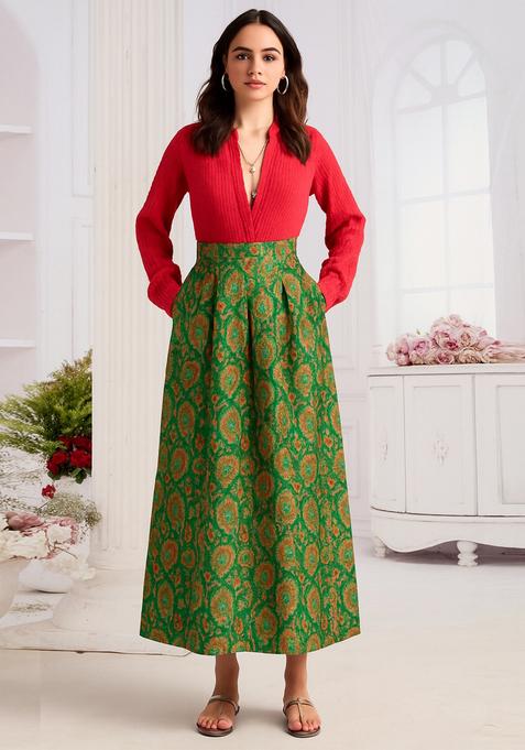 Green Brocade Skirt