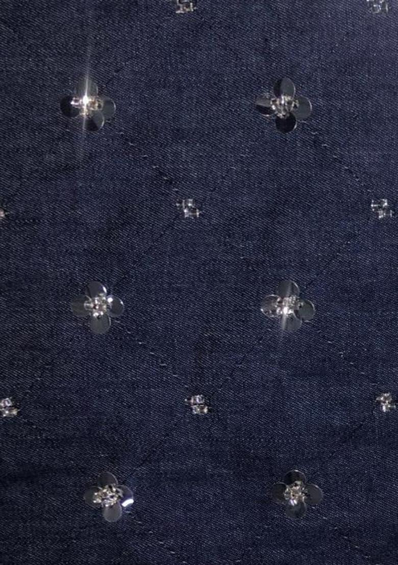 Black Striped Cotton Denim Skirt - Indya