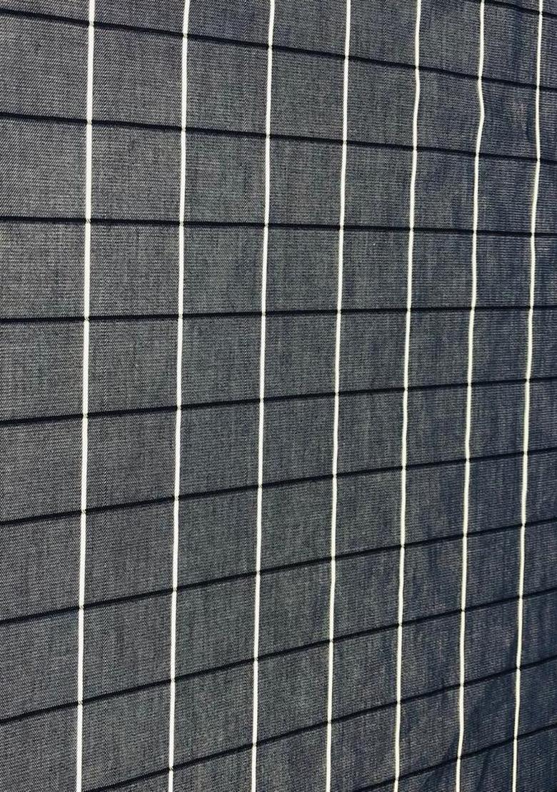 Blue Striped Cotton Denim Skirt - Indya