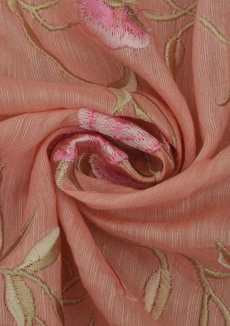 Girls Pink Silk Embroidered Lehenga Set - Indya