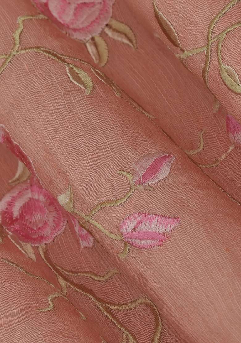 Girls Pink Silk Embroidered Lehenga Set - Indya