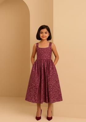 Girls Pink Solid Satin Georgette Fusion Set