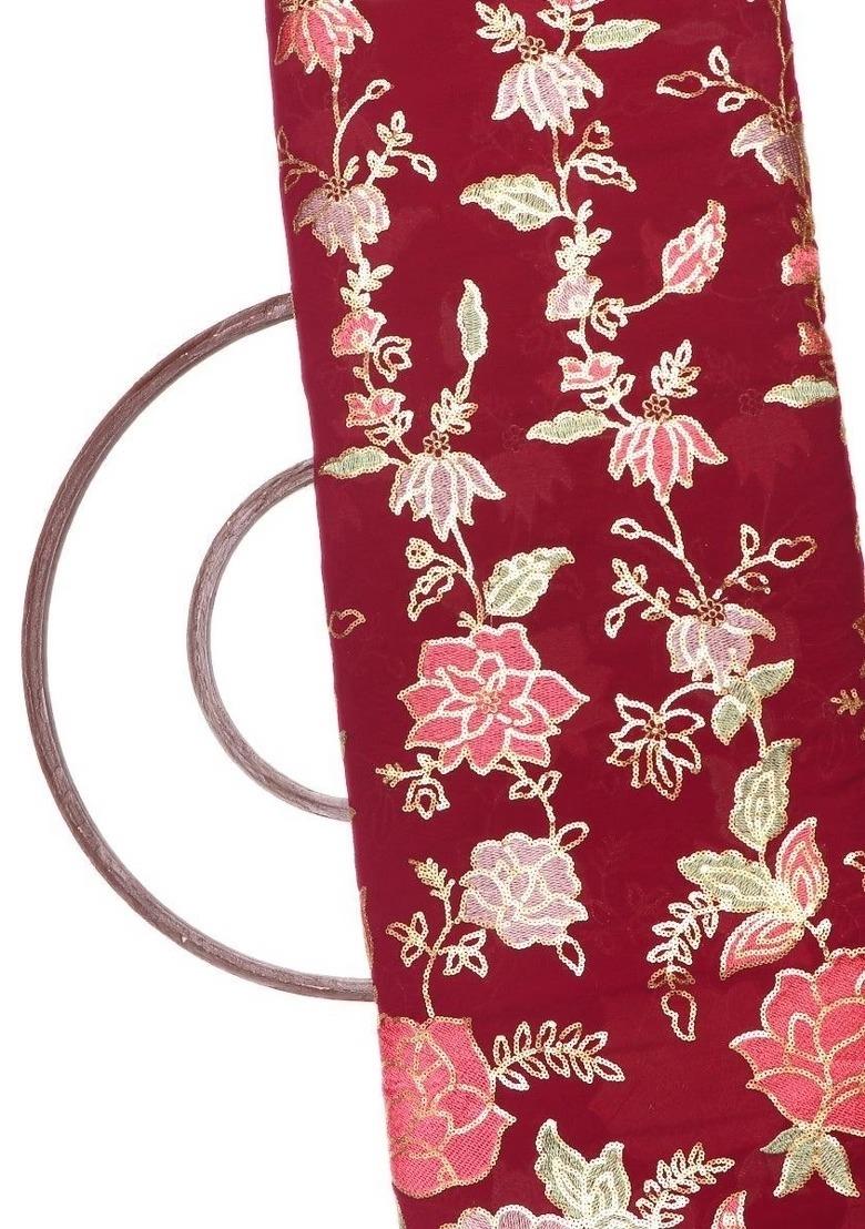 Girls Maroon Sequin Embroidered Georgette Kurta Set - Indya