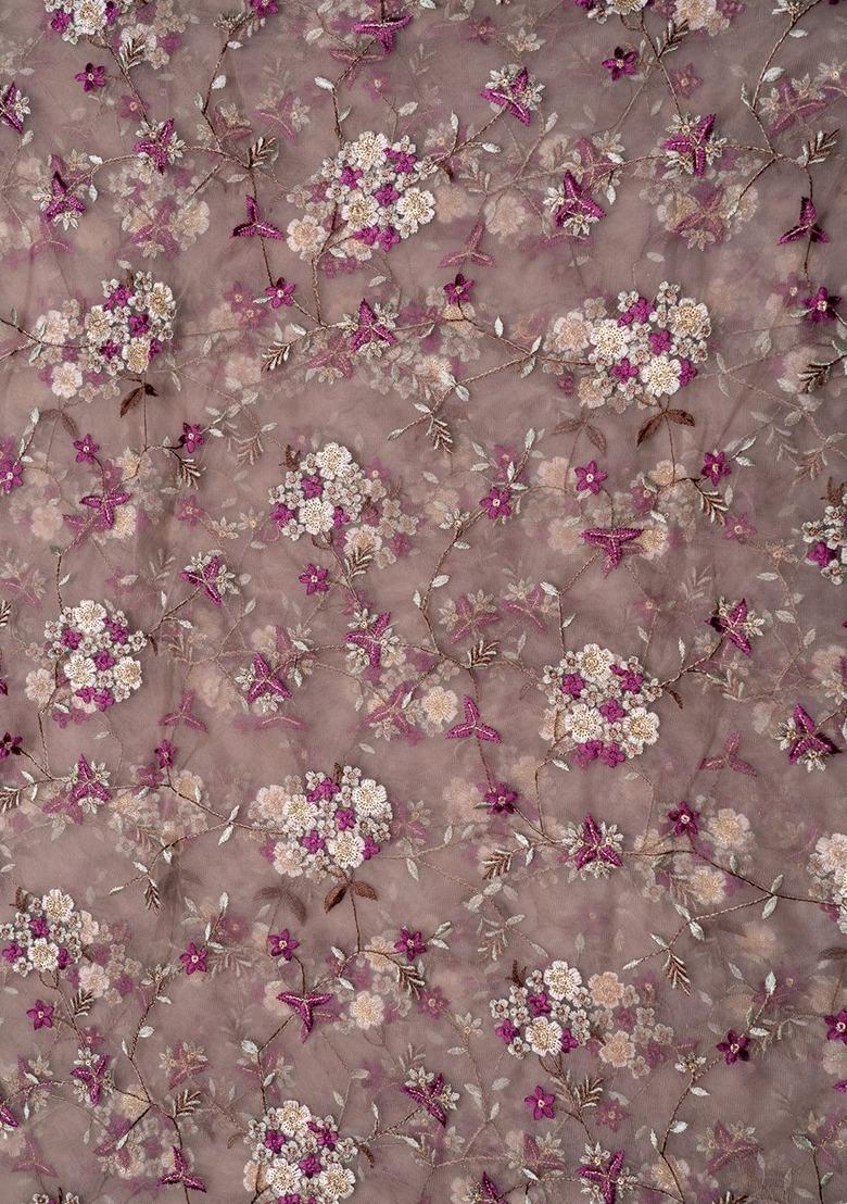 Girls Light Brown Sequin Embriodered Net Lehenga Set